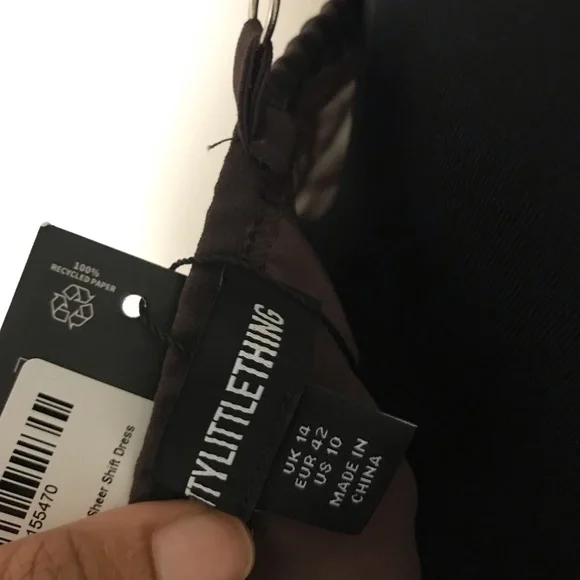 PrettyLittleThing Chocolate Chiffon Sheer Shift Dress NWT - Picture 6 of 7